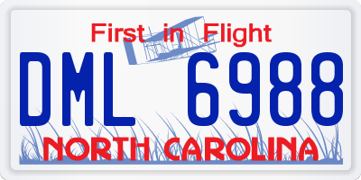 NC license plate DML6988