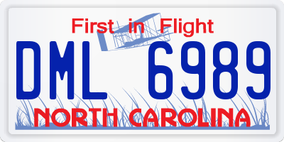 NC license plate DML6989