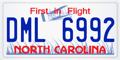NC license plate DML6992
