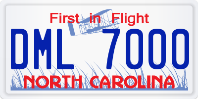 NC license plate DML7000