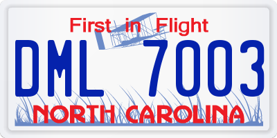 NC license plate DML7003