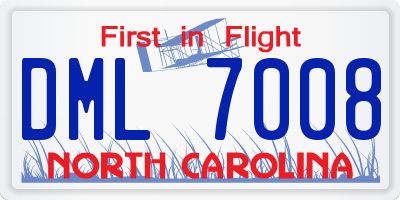 NC license plate DML7008