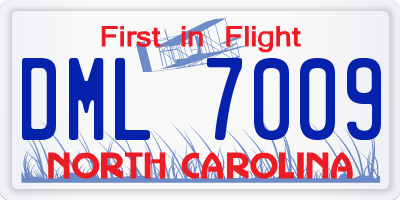 NC license plate DML7009