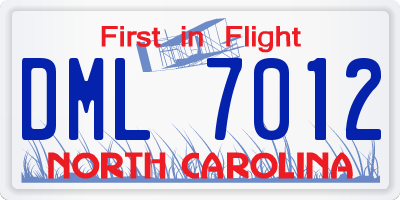 NC license plate DML7012