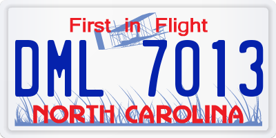 NC license plate DML7013