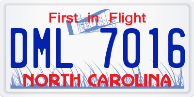 NC license plate DML7016