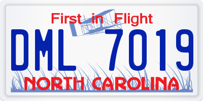 NC license plate DML7019