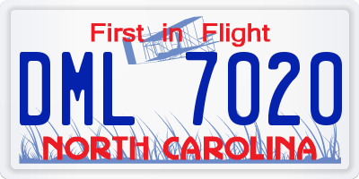 NC license plate DML7020