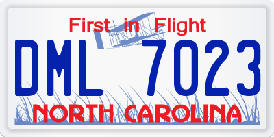 NC license plate DML7023