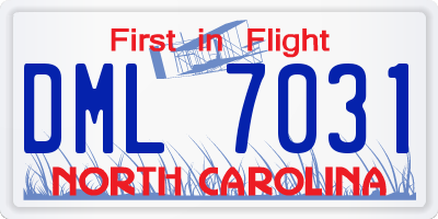 NC license plate DML7031