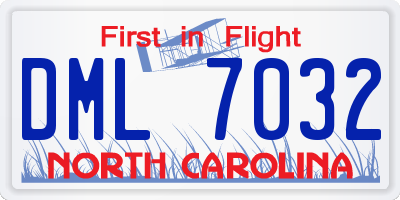 NC license plate DML7032