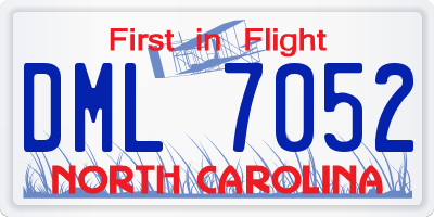 NC license plate DML7052