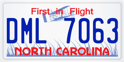 NC license plate DML7063