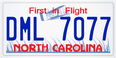 NC license plate DML7077
