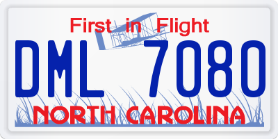 NC license plate DML7080