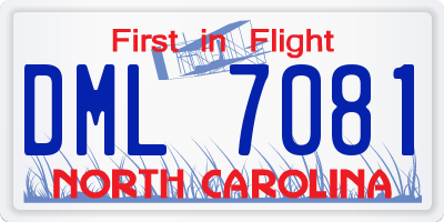 NC license plate DML7081