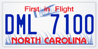 NC license plate DML7100
