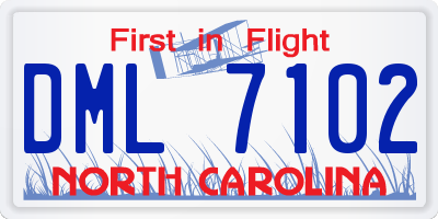 NC license plate DML7102