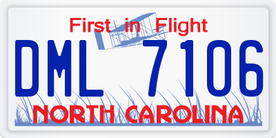 NC license plate DML7106