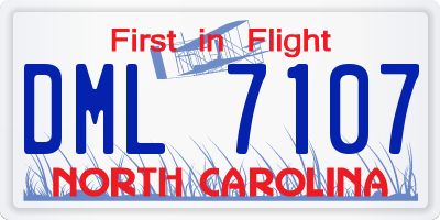 NC license plate DML7107