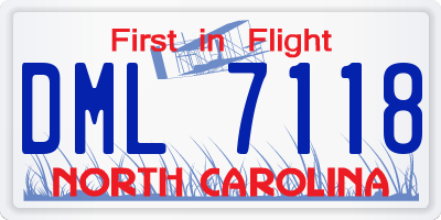 NC license plate DML7118