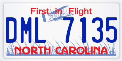 NC license plate DML7135