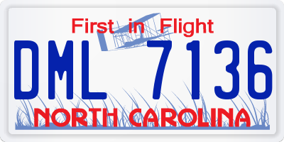 NC license plate DML7136