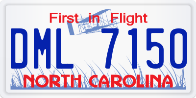 NC license plate DML7150