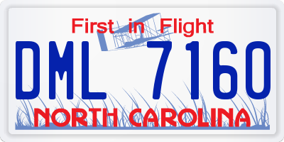 NC license plate DML7160