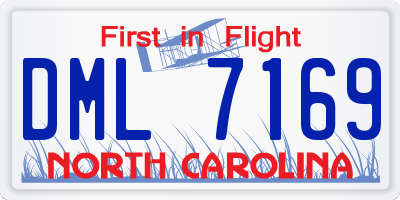 NC license plate DML7169