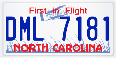 NC license plate DML7181