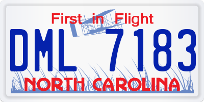 NC license plate DML7183