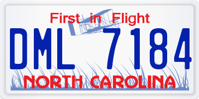 NC license plate DML7184
