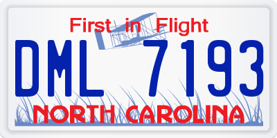 NC license plate DML7193