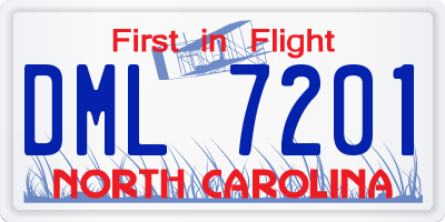 NC license plate DML7201