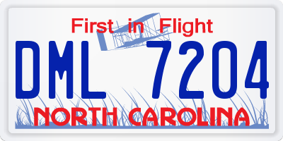 NC license plate DML7204