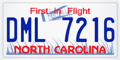 NC license plate DML7216