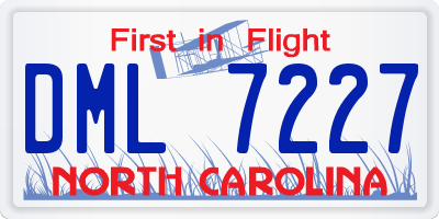 NC license plate DML7227