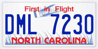 NC license plate DML7230