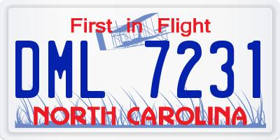 NC license plate DML7231