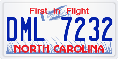 NC license plate DML7232