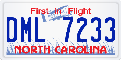 NC license plate DML7233