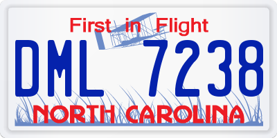 NC license plate DML7238