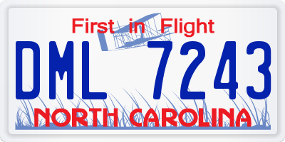NC license plate DML7243