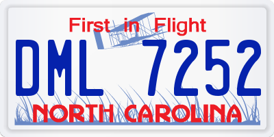 NC license plate DML7252
