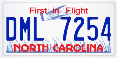 NC license plate DML7254