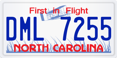 NC license plate DML7255