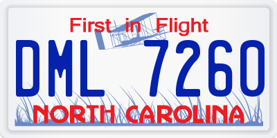 NC license plate DML7260