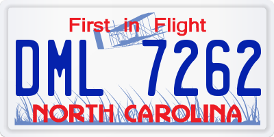 NC license plate DML7262