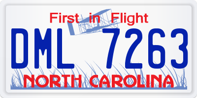 NC license plate DML7263
